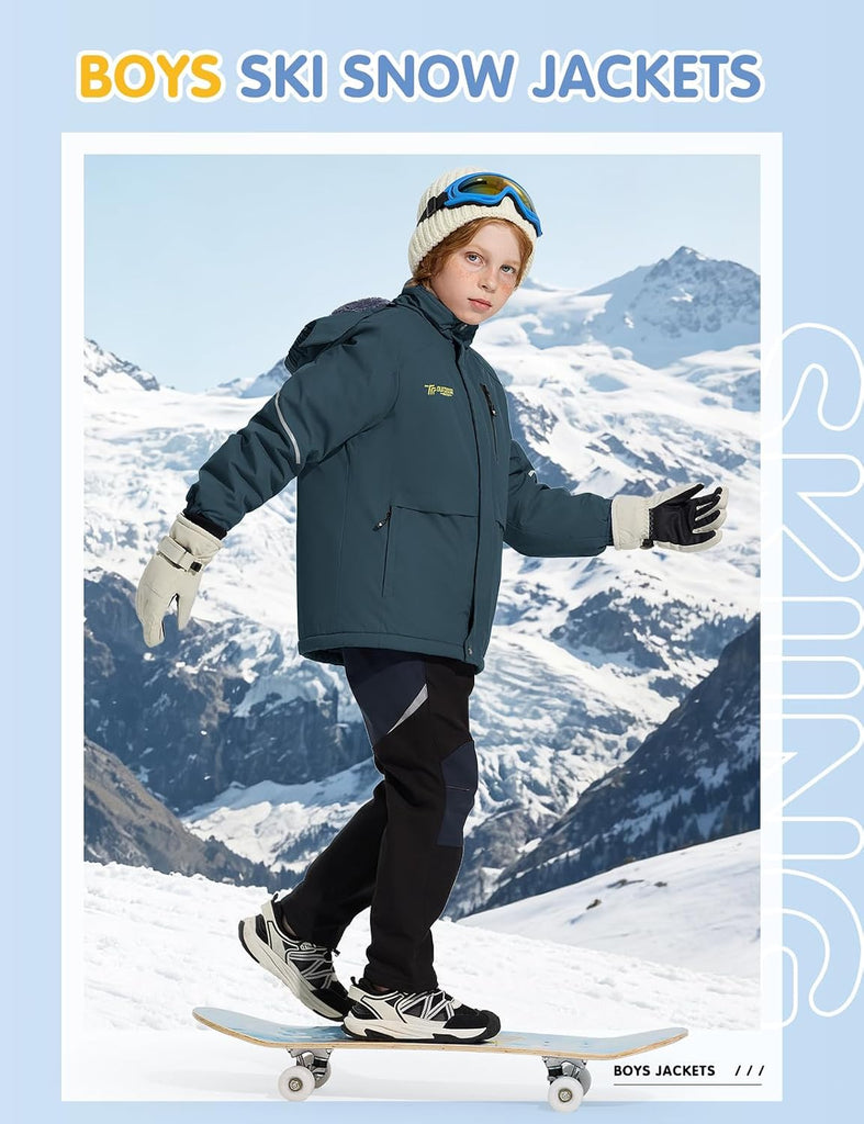 Boys Ski Snow Jackets Waterproof Kids Winter Coats Hooded