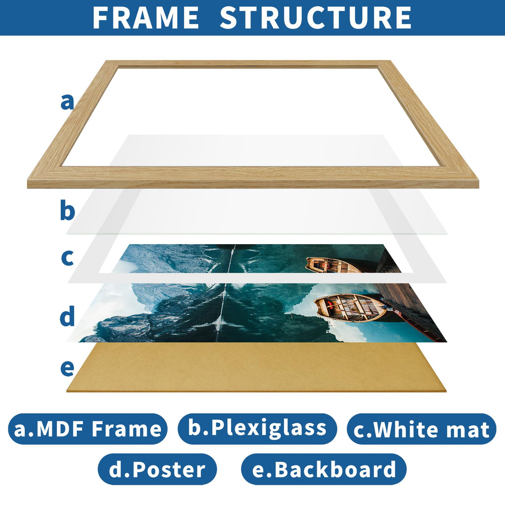 16x20 Frames Set of 2, Natural Oak Wood Style for 11x14 Mat