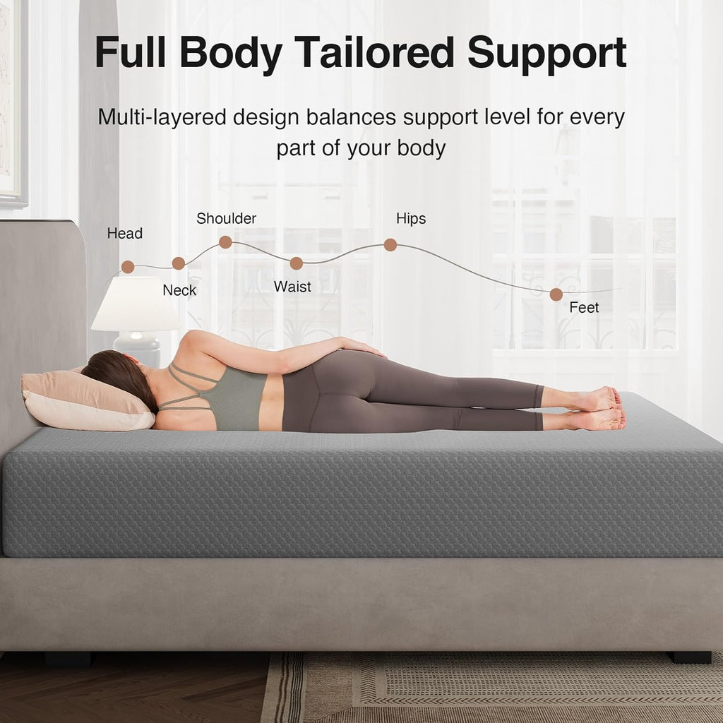 Queen Size Mattress, 10 Inch Gel Memory Foam Mattress Queen Size | Thermally Balanced Foam Core, Mattresses for Cool
