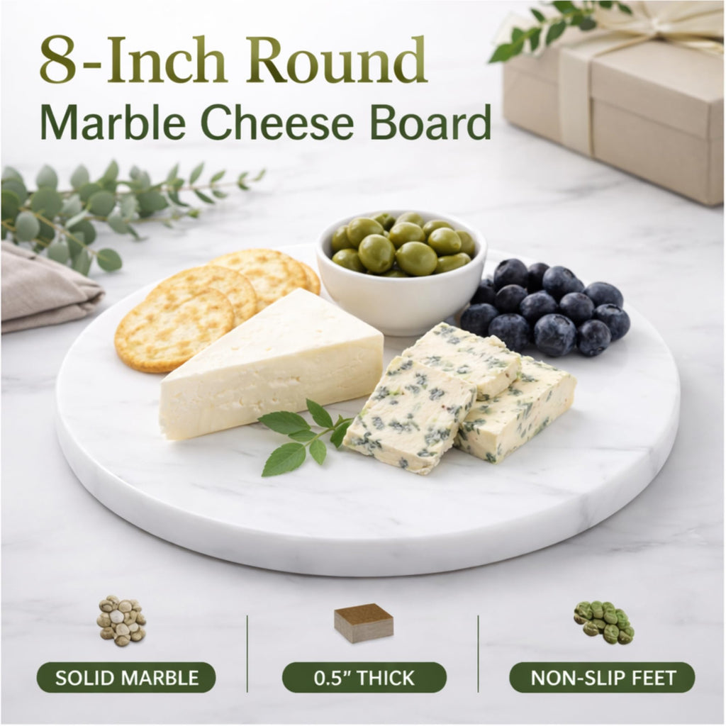 Round Marble Cheese Board with Non-Slip Feet
