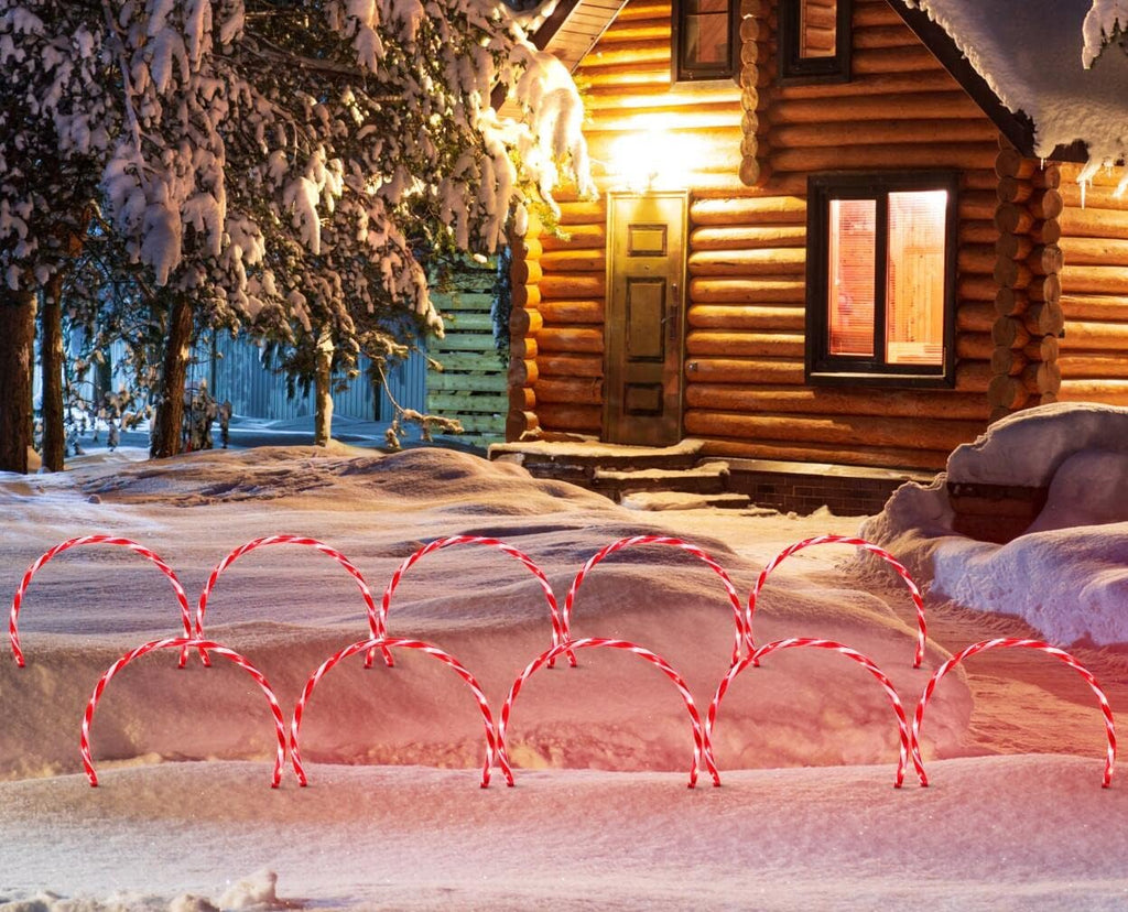17''160 LED (10x16LED) Twinkle Arch Lawn Stake Light, Set of 10 Candy Cane Arch Outdoor Christmas Pathway Markers