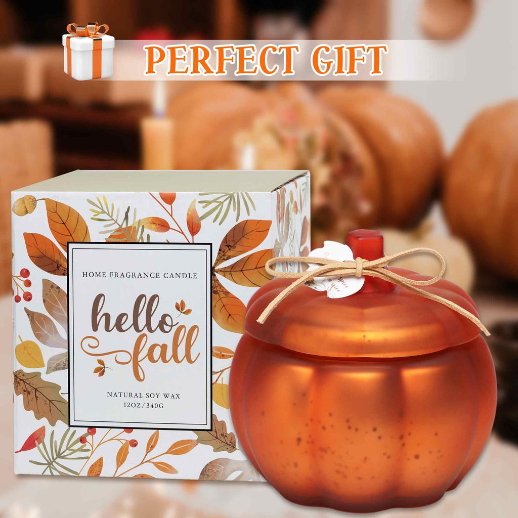 Fall Candle, Cinnamon Pumpkin Spice Candle, 12 oz Pumpkin Shaped Candles