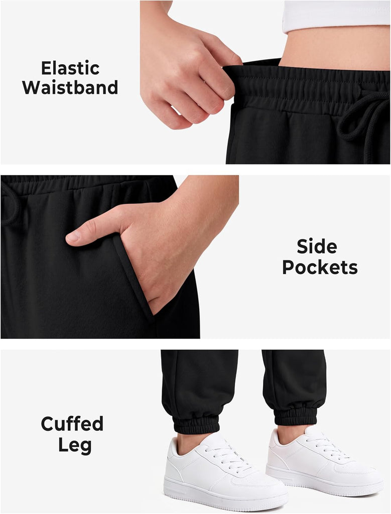 Girls Sweatpants Kids Cotton Drawstring Joggers Teen Athletic Pants