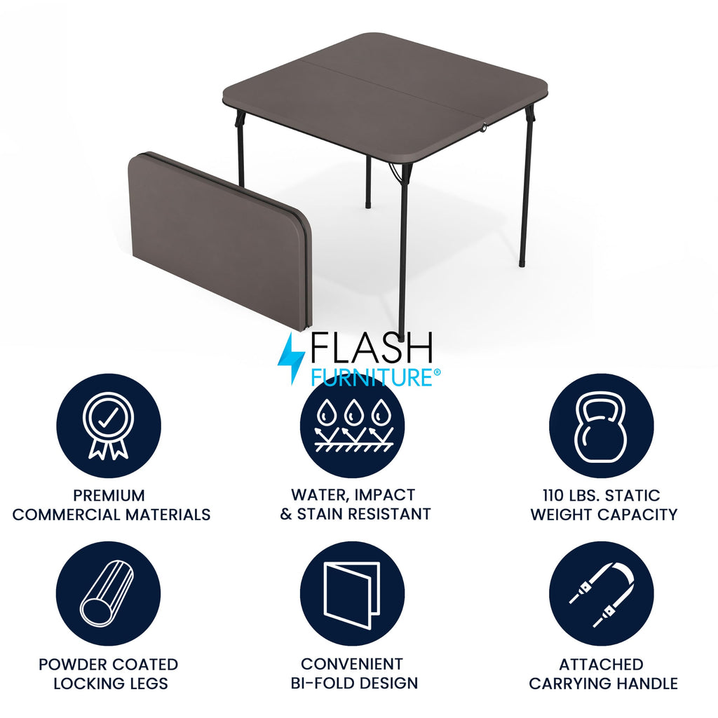 2.83-Foot Bi-Fold Dark Gray Plastic Folding Table