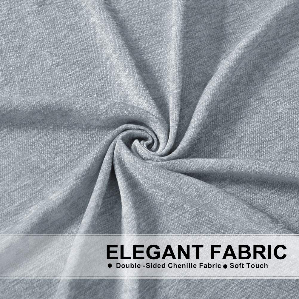Luxury Silver Grey Chenille Waterfall Valance, 5 Hollow Swags Curtain Valance, Rod Pocket, 1 Panel