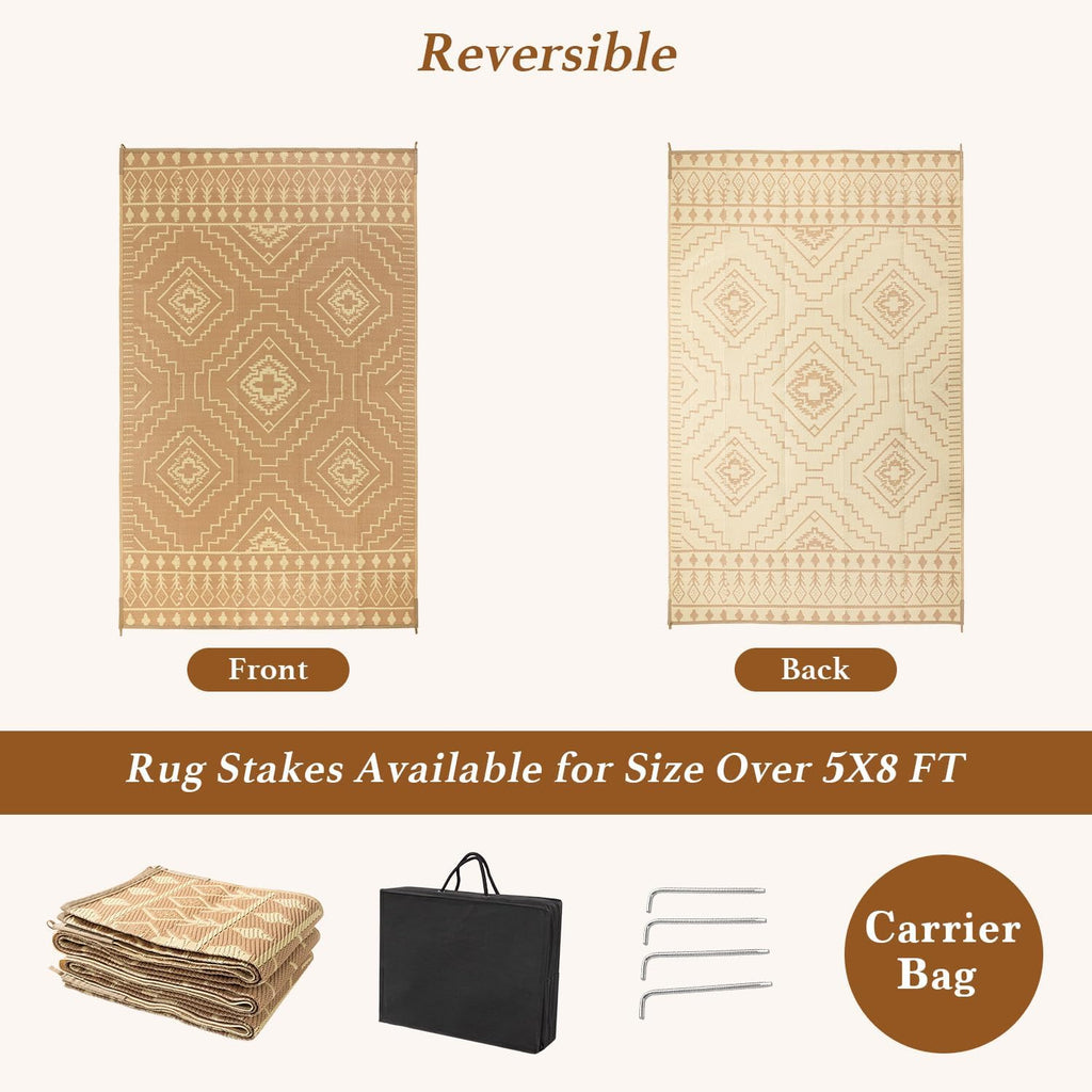 Waterproof Outdoor Rugs Outdoor Plastic Straw Rug Reversible Outdoor Camping Rugs RV Rug for Deck,Backyard