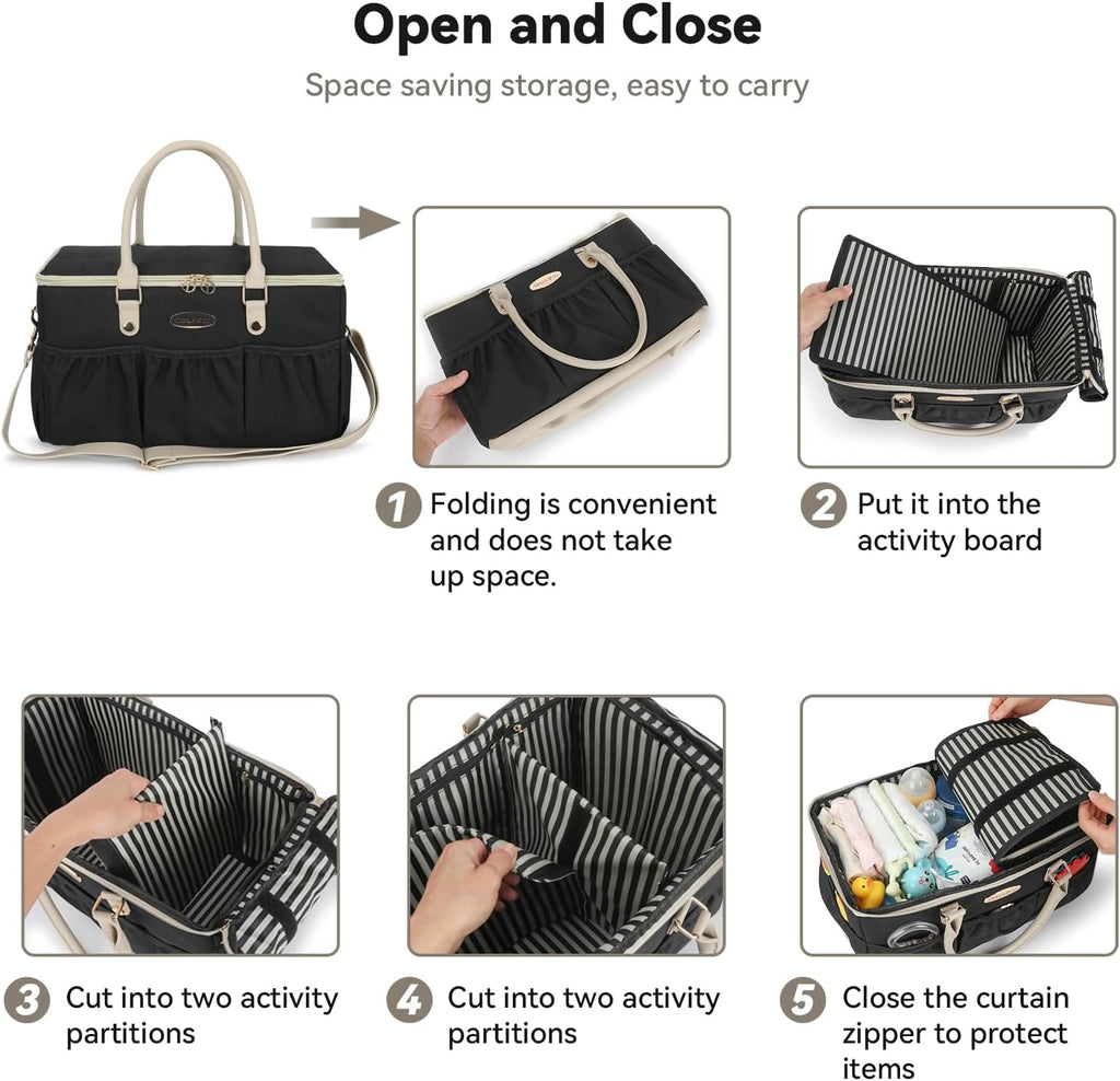 Luxe Diaper Caddy Organizer, Extra Large Collapsible Nursery Storage Tote for Baby Essentials & Travel
