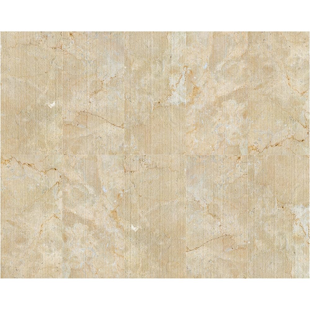 3D Fluted Natural Marble Tiles, 12 x 24 Inch, 4 Pieces, Gold Yellow Beige