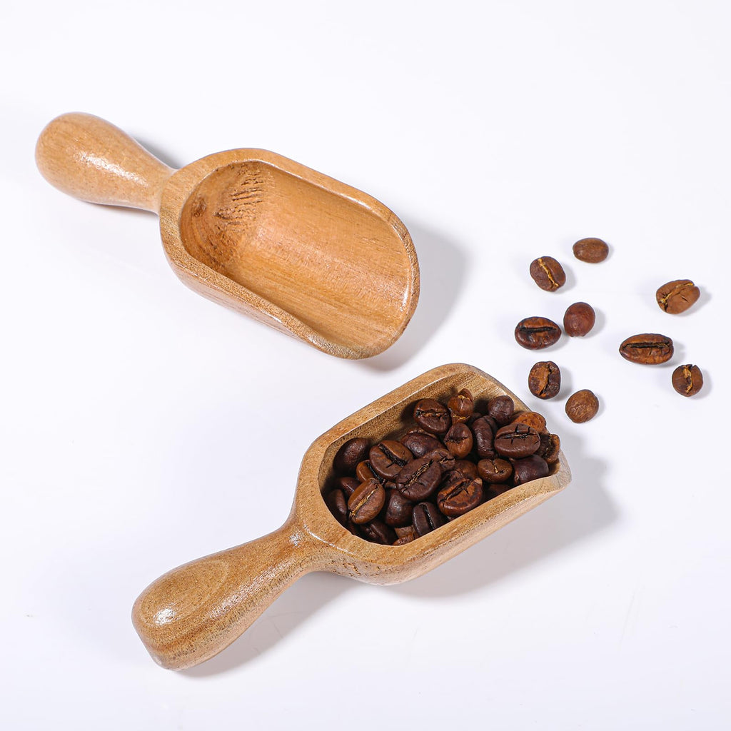2 PCS Mini Wooden Scoops for Canisters & Jars, Acacia Wood Scoops