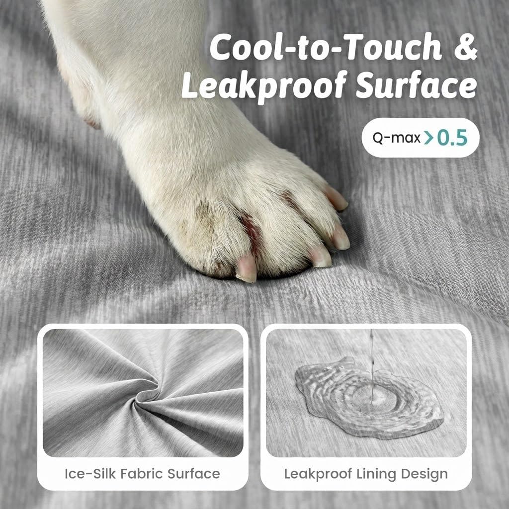 Cooling Orthopedic Dog Bed, Q-Max>0.5, Waterproof Lining, 30x20in