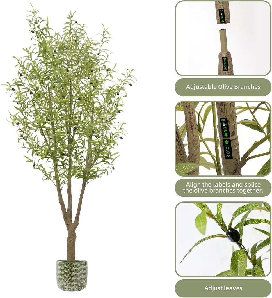 8FT Faux Olive Tree for Artificial Olive Tree Floor Plants Indoor Decor