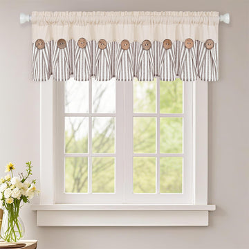 Farmhouse Valances for Windows, Beige+Brown, 60x14 Inches, 1 Panel
