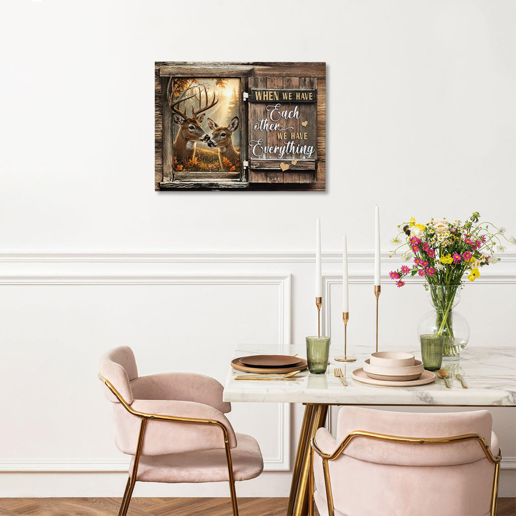 Farmhouse Deer Couple Decor Wall Art, Rustic Country Pictures 20"x24"