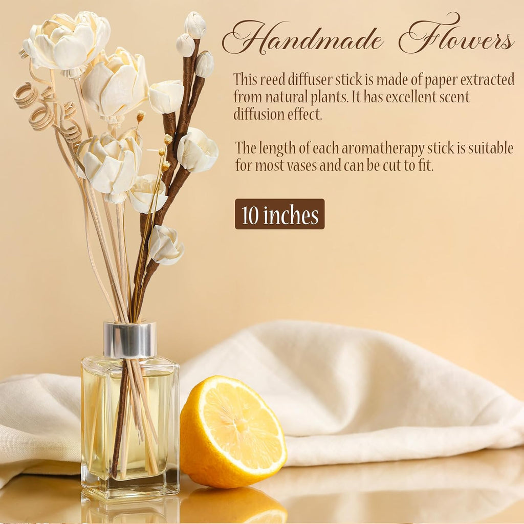 Reed Diffuser Sticks Flowers Reed Set White Wood Flower Aromatic Diffuser Home Bedroom Office Decor Office - Set of 12