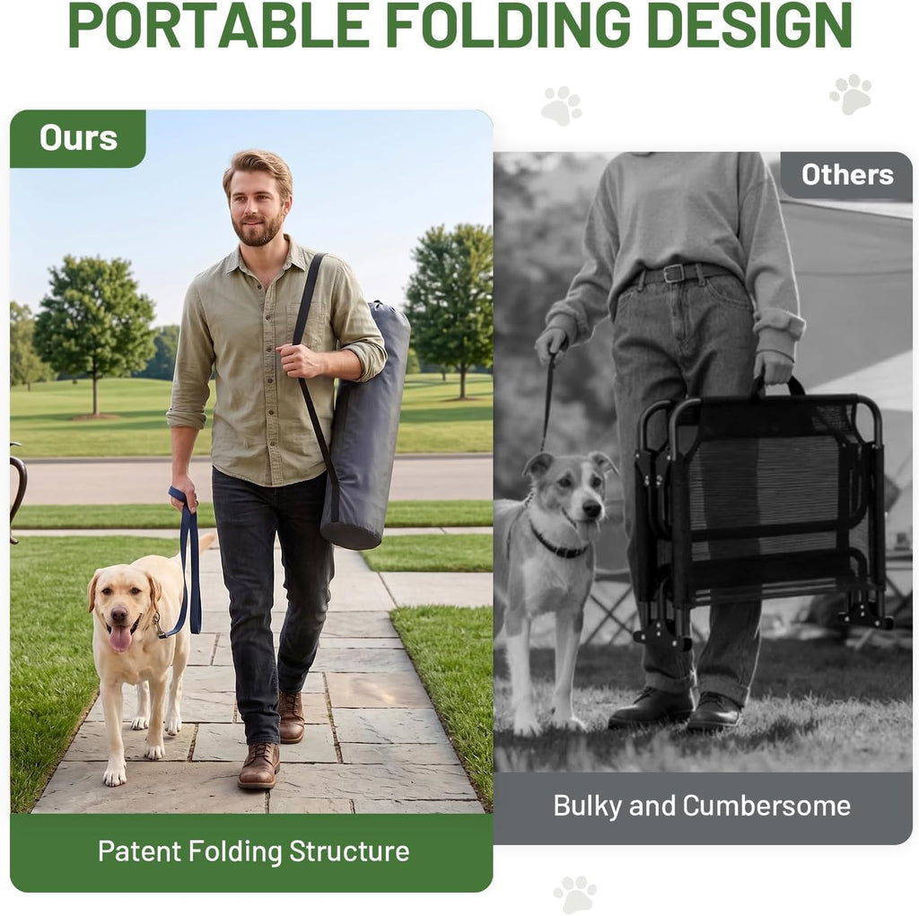 Outdoor Dog Bed, Cooling Elevated Pet Bed Portable Raised Dog Bed with Breathable Mesh, Dog Bed Foldable Dog Cot