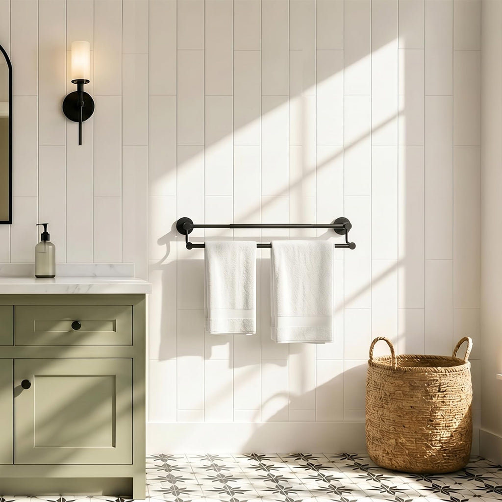 Double Towel Bar Towel Rack Bath Wall Mounted Matte Black