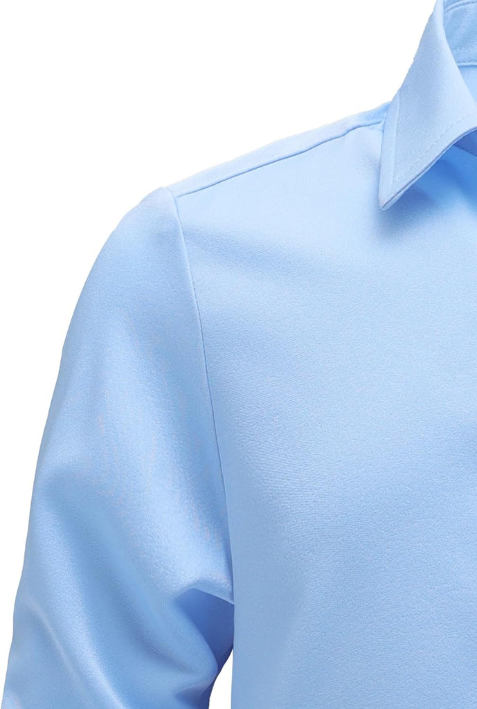 Boys Wrinkle Free Dress Shirts Long Sleeve Stretch Button Down Shirts