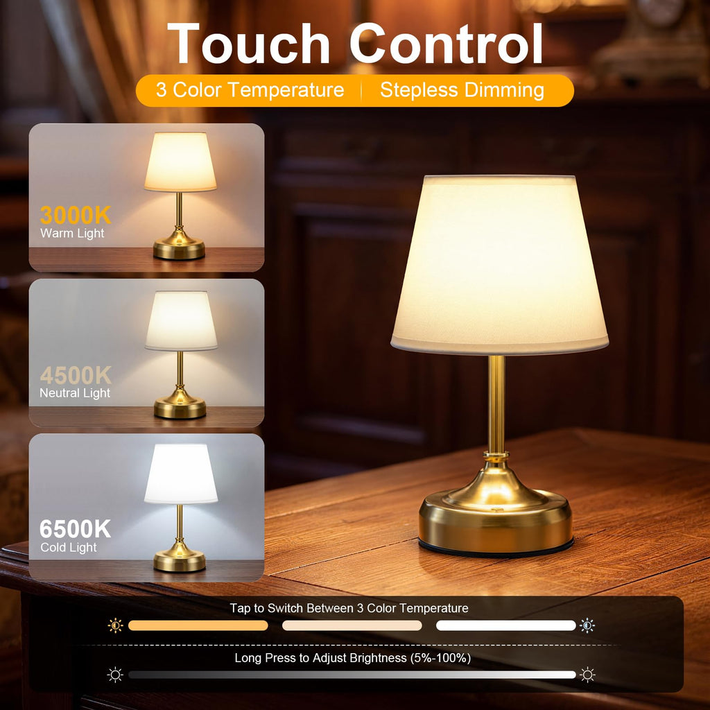 Small Cordless Table Lamp Rechargeable Gold