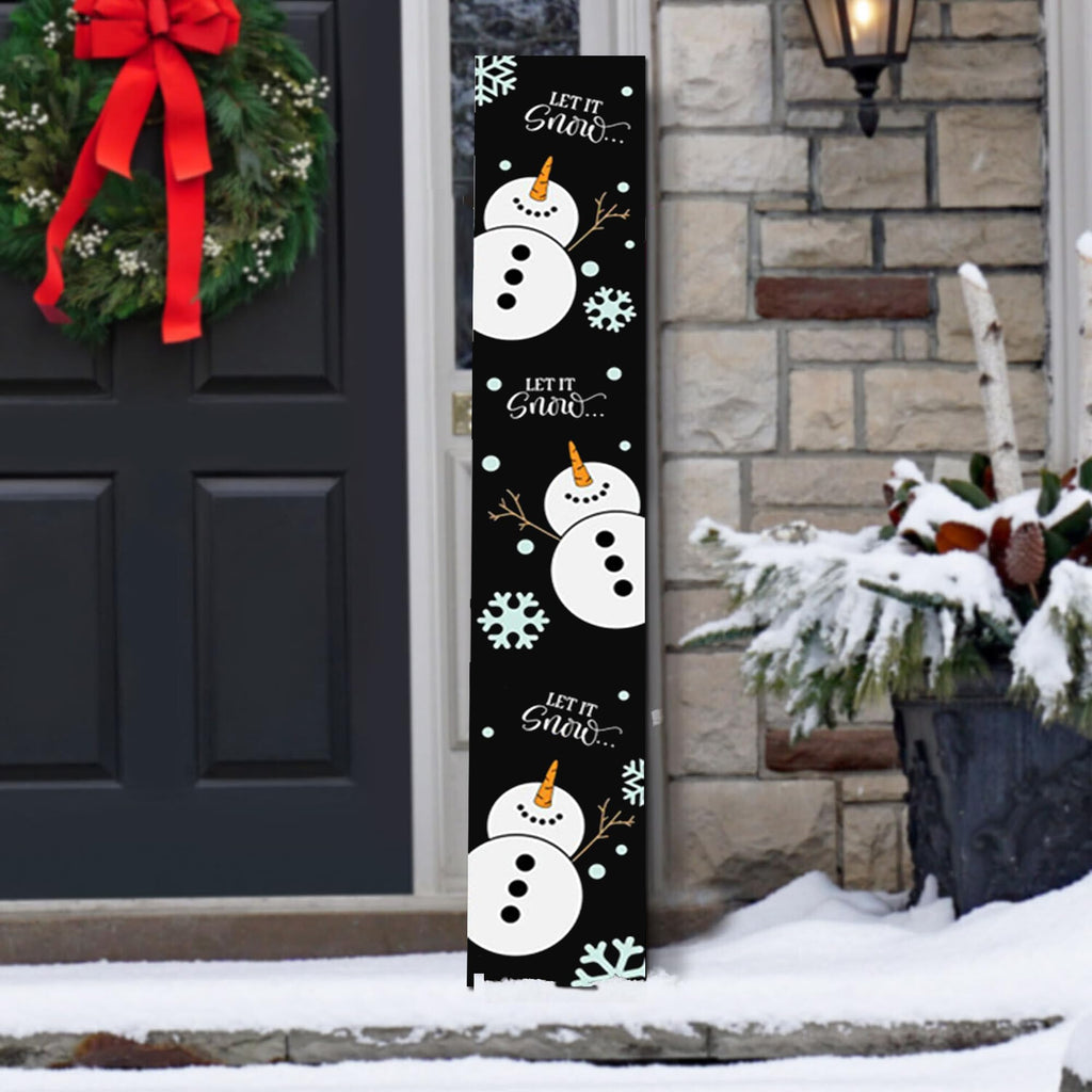 Christmas Porch Sign Let It Snow Winter Front Door Hanging Decor Welcome Wooden Vertical Indoor Outdoor Standing Sign