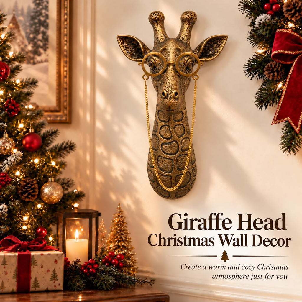Gold Animal Head Wall Decor Wall Sculpture Home Decor Statue Office Bedroom Modern Decor for Men Women Giraffe