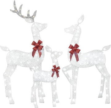 5FT White Christmas Deer Family Set, 160 LEDs