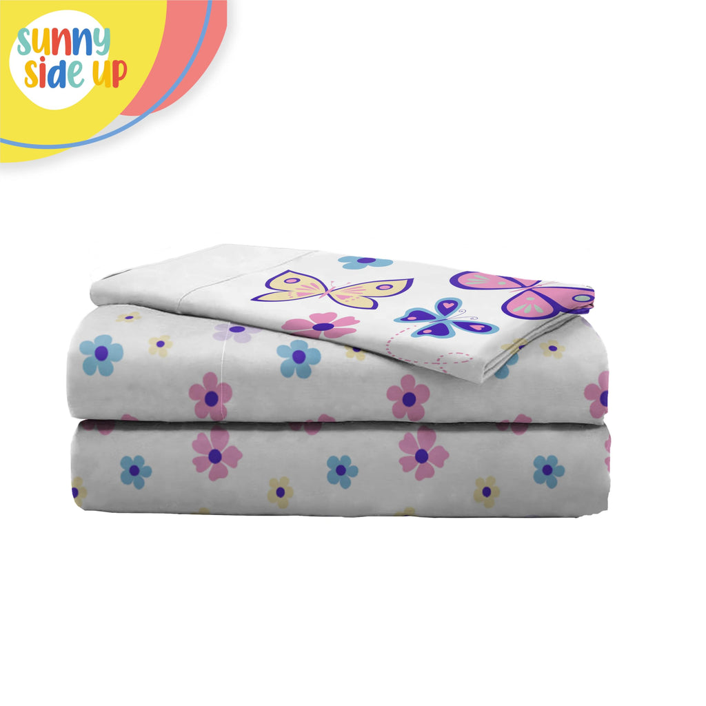 Flutter Toddler Sheet Set - 3 Piece Toddler Bedding Set Includes Pillow Cover - Super Soft Floral Microfiber Sheets