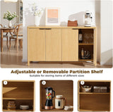 55'' Sideboard Buffet Cabinet with Storage Fluted Sideboard Buffet with Adjustable Shelves Coffee Bar Console Table