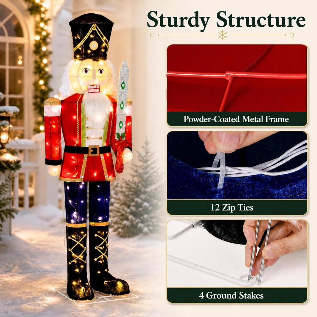 5 FT Nutcracker Christmas Decor Outdoor with 100 LED Lights (1)
