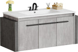 36" Modern Wall Mounted Bathroom Vanity with Sink - White & Gray Cabinet with 2 Soft-Close Doors