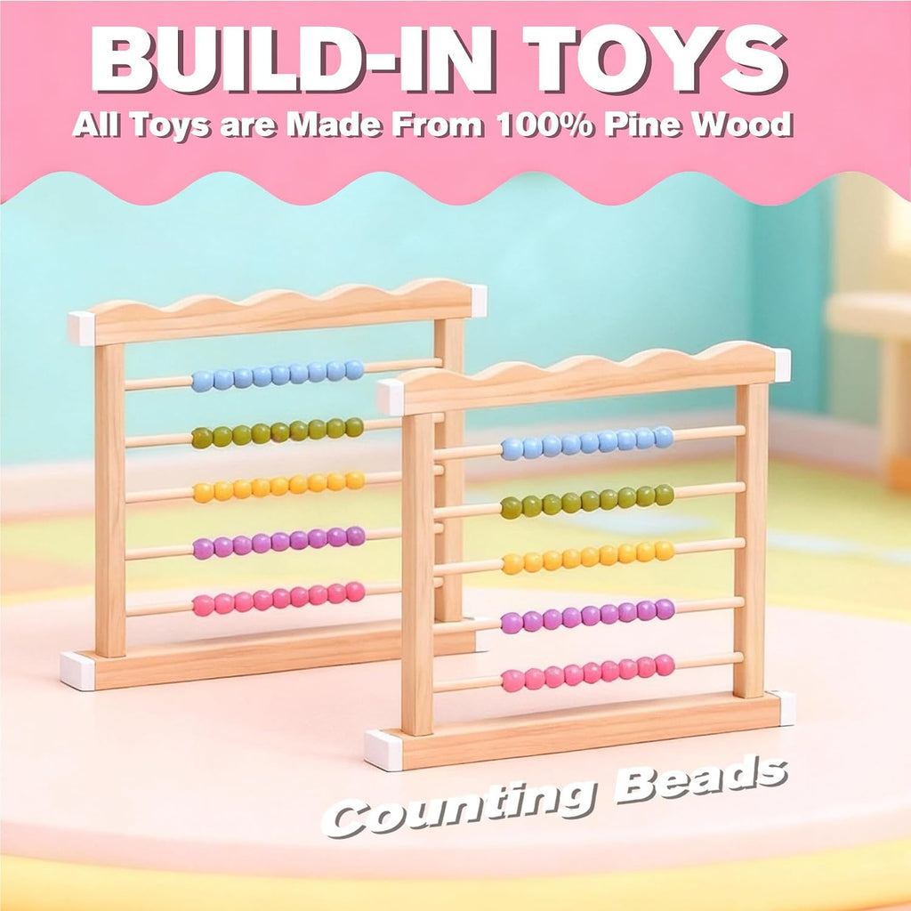 Foldable Wooden Baby Playpen, Adjustable Play Yard, 57x57x25in - Set of 2