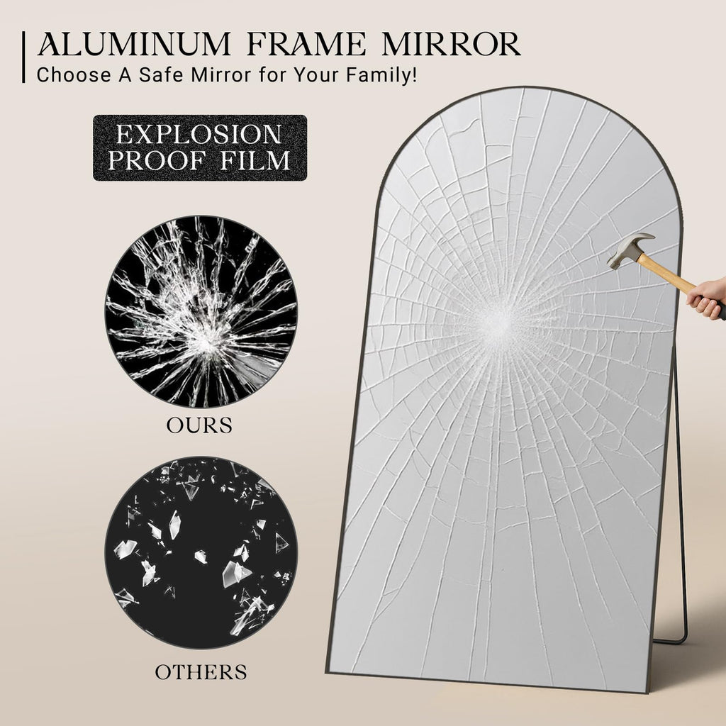 Large Arched Full Length Mirror, 83"x44" Oversized Full Body Mirror with Stand, Floor Mirror Long Free Standing