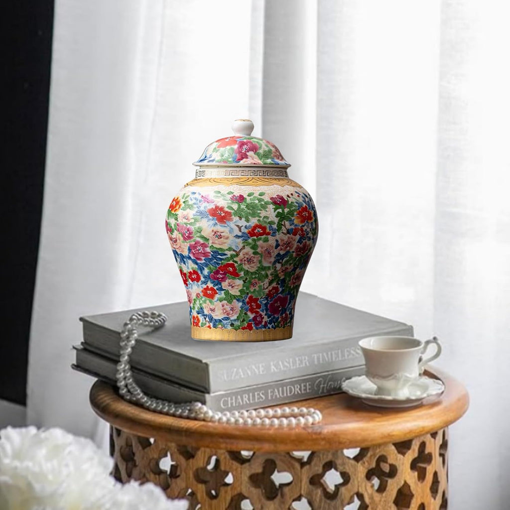 8 inches Ginger Jar with Lid Chinese Decorative Ceramic Tea Storage