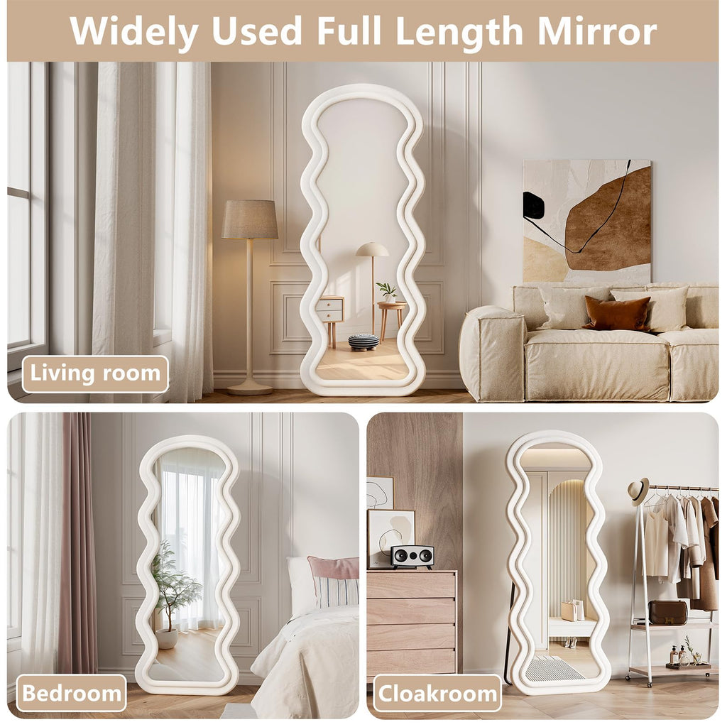 Full Length Mirror, 63"x24" Wavy Full Body Mirror Flannel