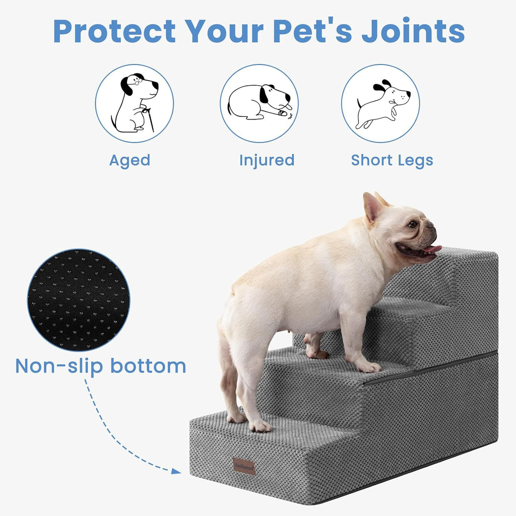 Dog Steps for Bed & Couch, 18.5" H 4-Step Pet Stairs for Small Dogs