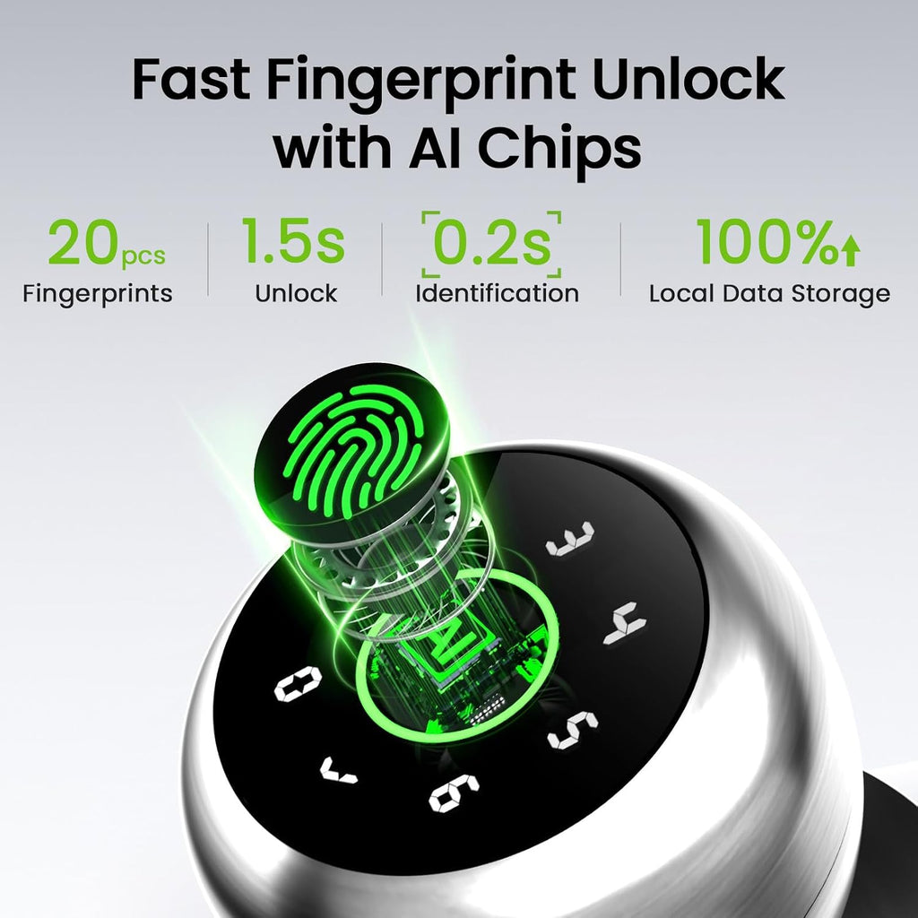 Fingerprint Door Lock, 4 in 1 Smart Fingerprint Door Knob with Keypad, App Control, Auto Lock, Biometric Door Knob