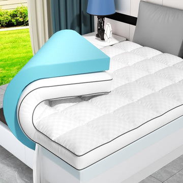 Dual Layer Memory Foam Mattress Topper, Full Mattress Pad, 4 Inch | 2" Cooling Gel Memory Foam + 2" Plush Pillow Top