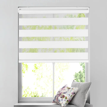 Zebra Roller Shade, Light Filtering, Cordless, 31.5" W x 60" H, Simply White, Shade for Home, Blinds for Inteior Window