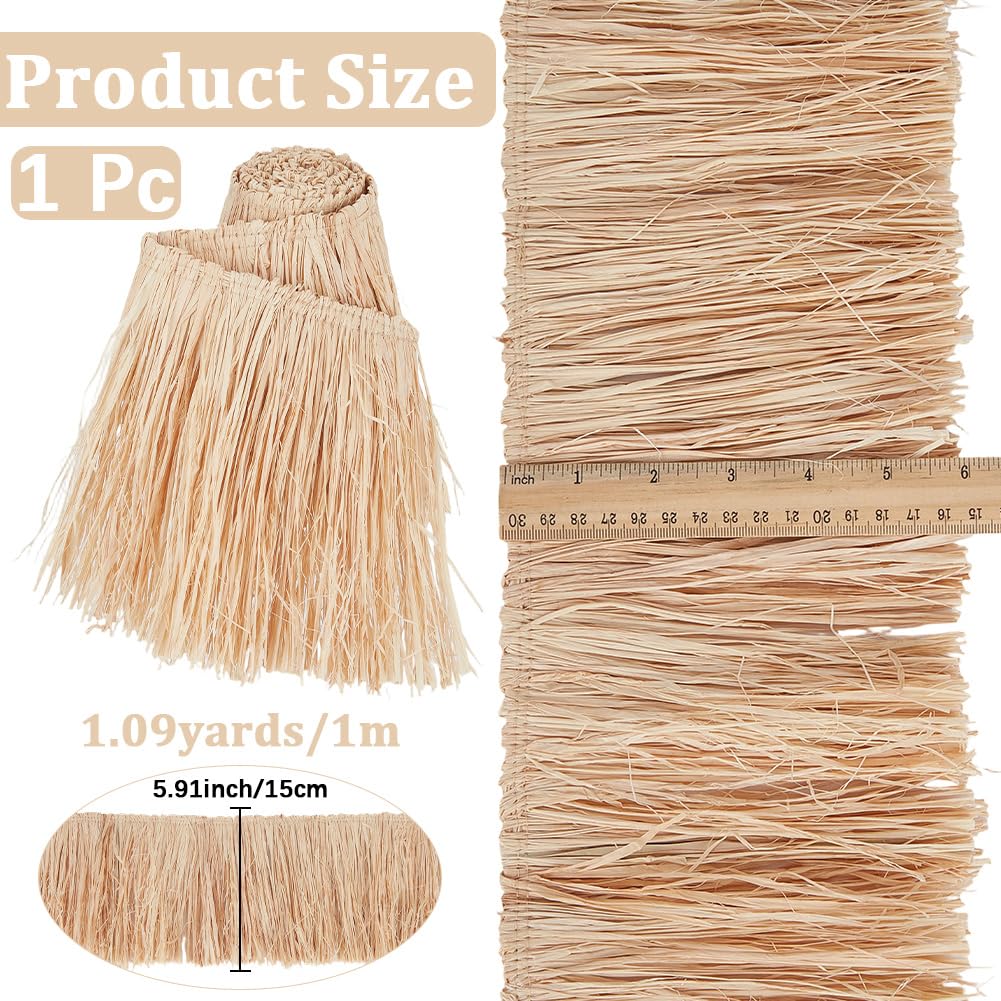 5.91 Inch Grass Raffia Fringe Trim Tassel Straw Natural Navajo White Rustic Ribbon Lightweight Trimming - 1.09 Yard