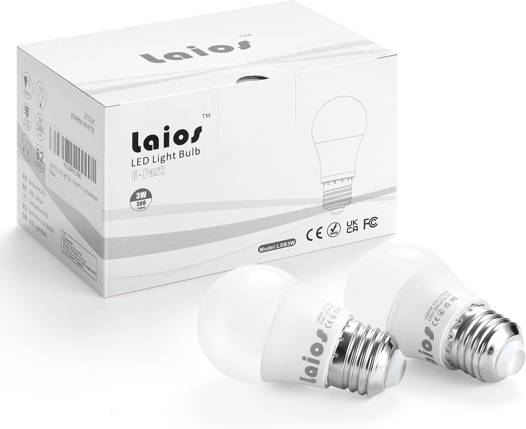 E26 LED Light Bulb A15 Shape, 3W Replace 30W, 400lm, Daylight 5000K, 120V Medium Screw Light Bulb, Pack of 6, Non