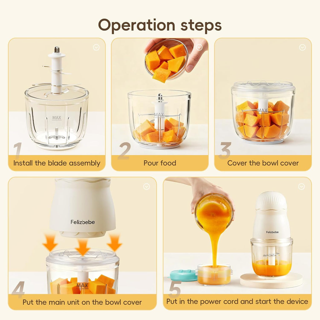Food Maker, Small Baby Food Processor Set, 10oz Puree Blender