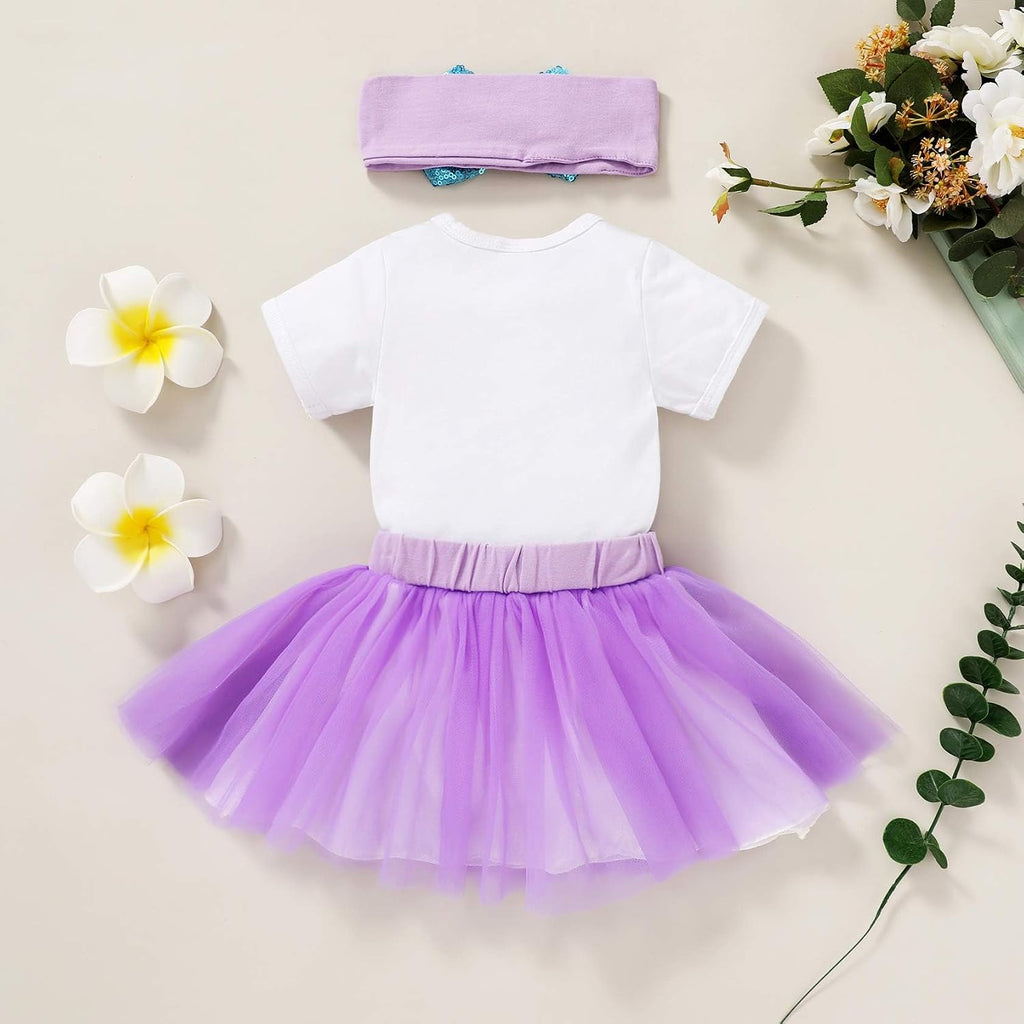 Baby Girls My 1st Birthday Dress Infant Shiny Printed Sequin Bowknot Tutu Princess Dress