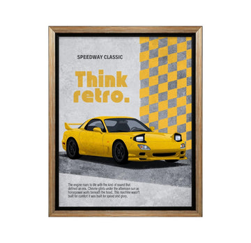 Retro Sports Car Canvas Poster - Vintage Racing Inspired Artwork - Classic Yellow Coupe Design - Boys Room Garage