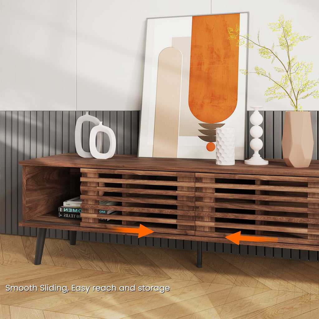 52" Mid Century Modern TV Stand for 50-60 inch TV - Walnut Brown