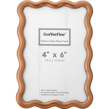 4x6 Wavy Scalloped Metal Picture Frame, Tempered Glass, Warm Bronze