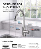 Kitchen Faucets with Pull Down Sprayer, Leak-Proof Stainless Steel Lead-Free Single Handle 1 Hole for Family Kitchen