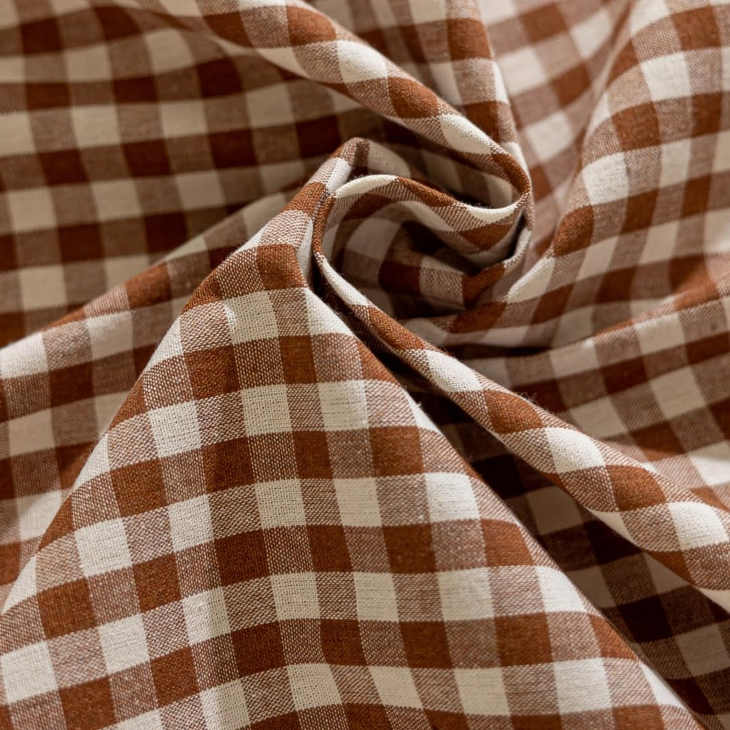 Coffee Plaid Ruffled Table Cover Linen Rectangle Gingham Tablecloth Classic Farmhouse Vintage Checkered Table Cover