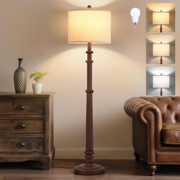 Floor Lamps - 60" Farmhouse Floor Lamp with Adjustable Color Temperatures - Vintage Standing Lamp Reading Light with