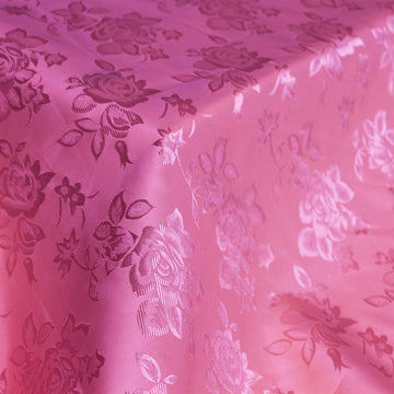 Floral Brocade Satin Fabric by the Yard (Fuschia)