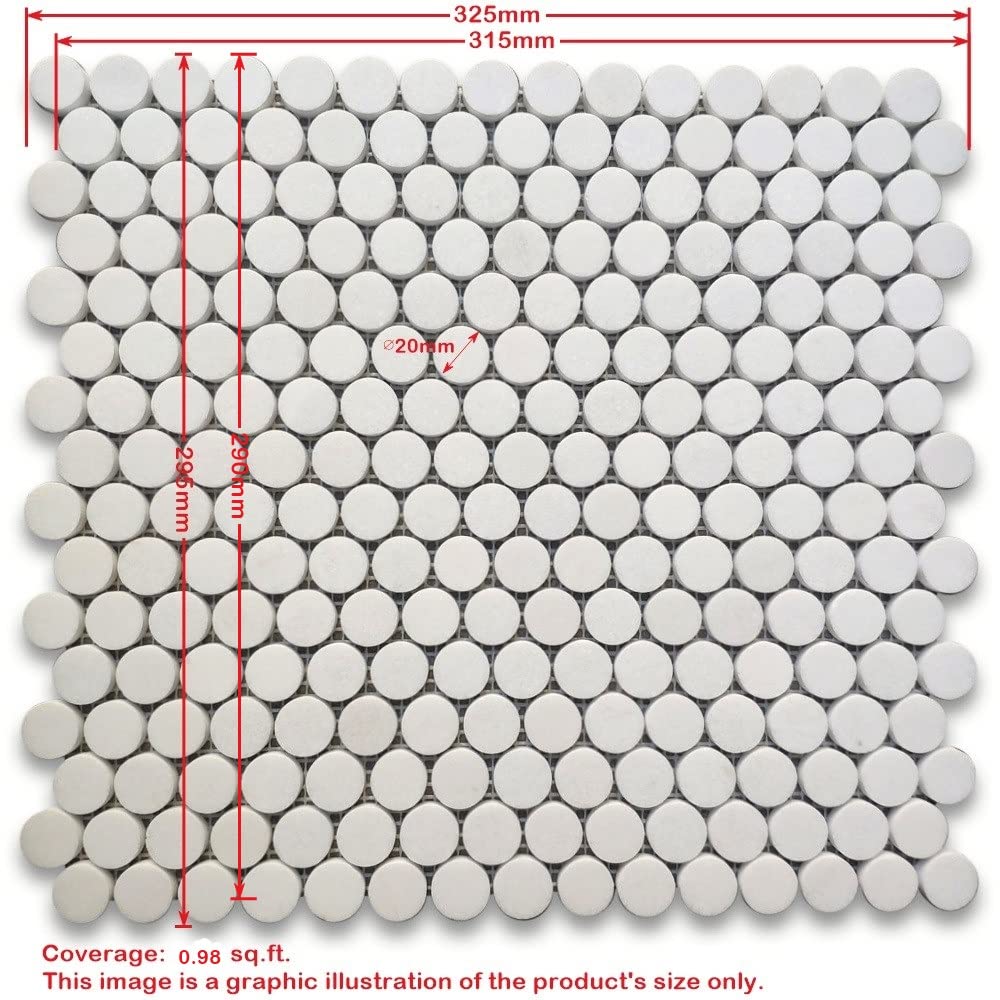 Crema Marfil Marble 3/4 inch Penny Round Mosaic Tile Polished Kitchen Bath Wall Floor Backsplash Shower (1 Sheet)