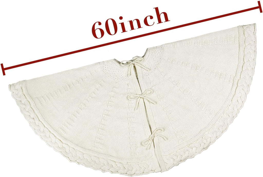 Knit Christmas Tree Skirts, Neutral Tree Skirt, Cozy Christmas Decorations